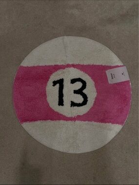 Urban Outfitters Pink and White Round '13' Accent Rug